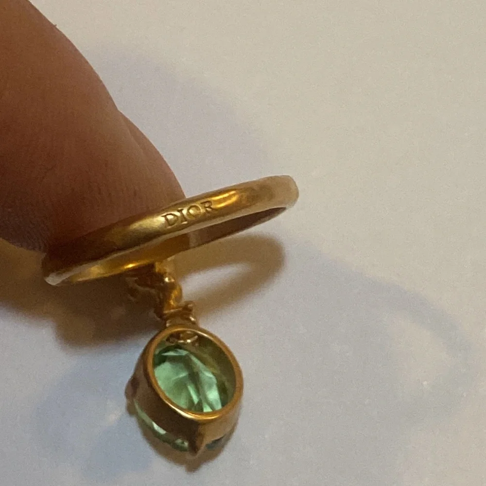 Dior Dream Ring size M Gold Finish Metal With Green Crystal - Picture 8 of 8